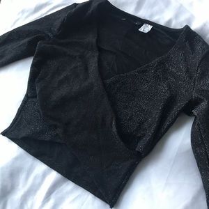 Metallic Wrap-Over Crop Top